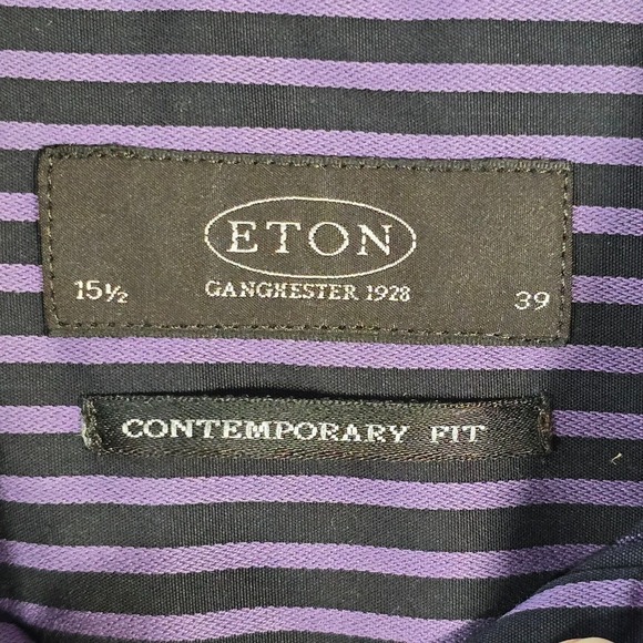 Eton Men Contemporary Striped Dress Shirt Size 15.5 Office Preppy Formal READ - Picture 5 of 16
